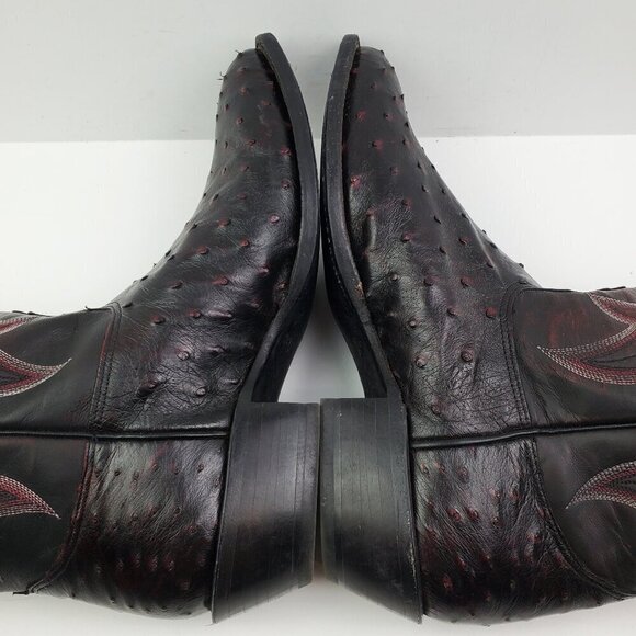 Nocona Boots Black Cherry Full Quill Ostrich Cowboy Barely Worn in Box Men 9.5 D main image 6
